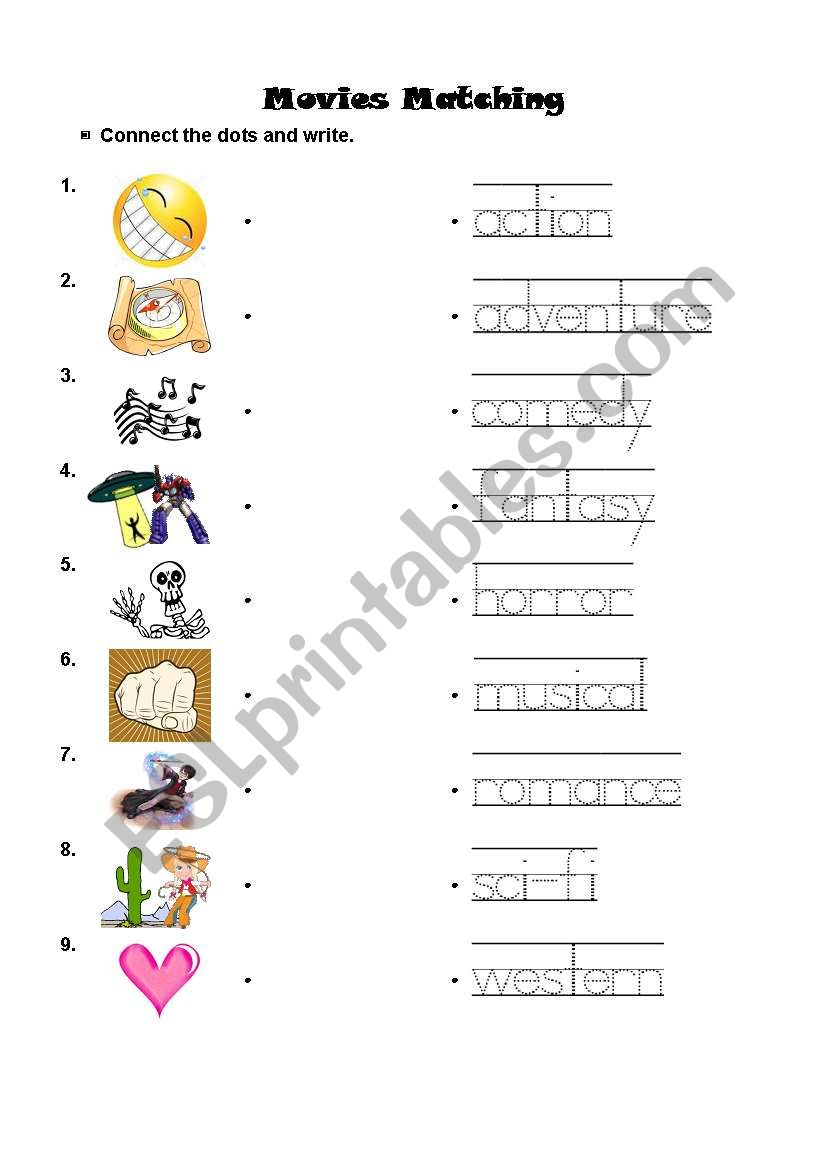 Movies Matching worksheet