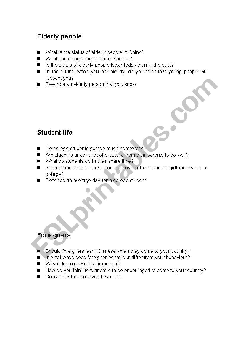 Group Discussion Topics and Starter Questions