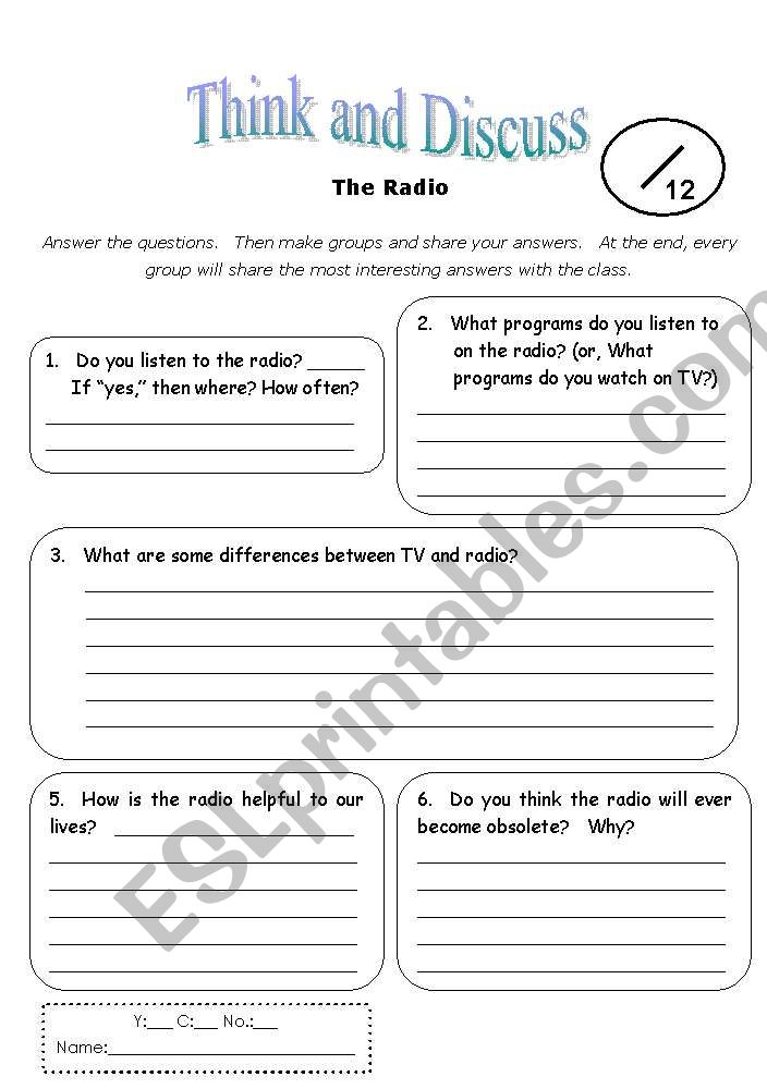 Think & Discuss: The Radio worksheet