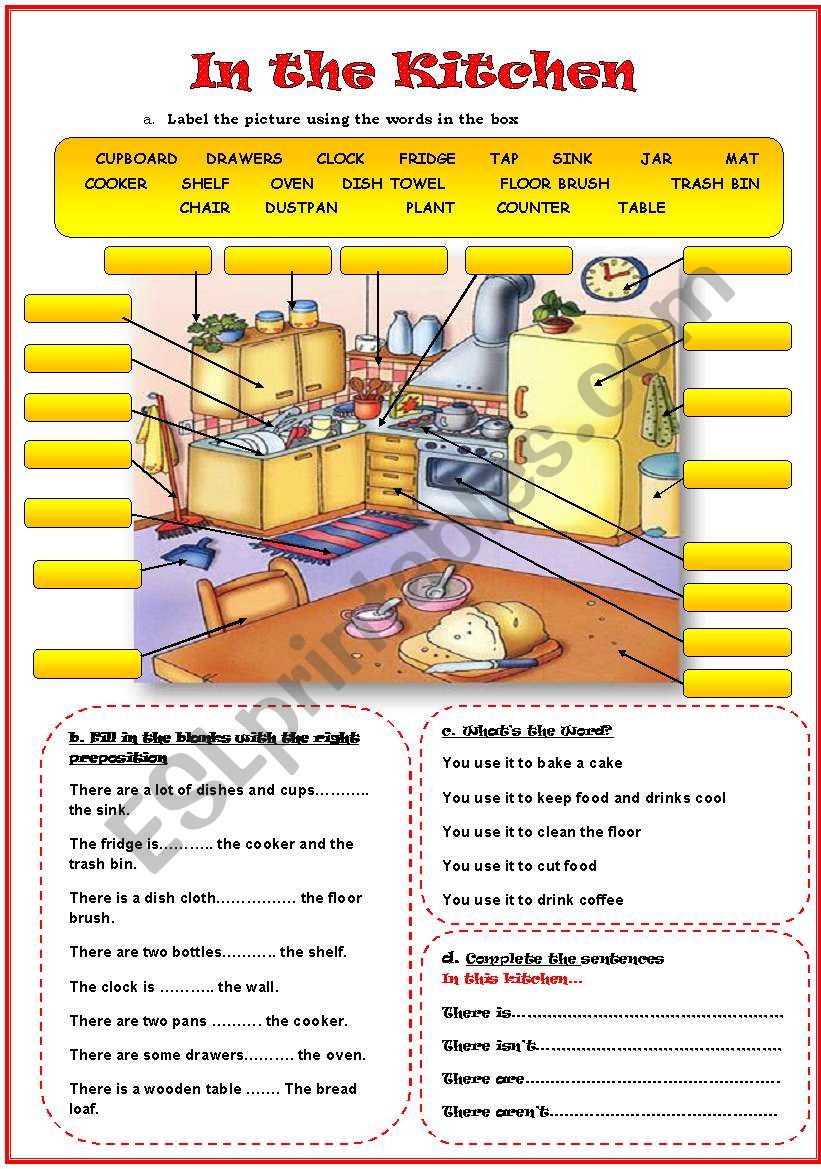 In the Kitchen (Editable) worksheet