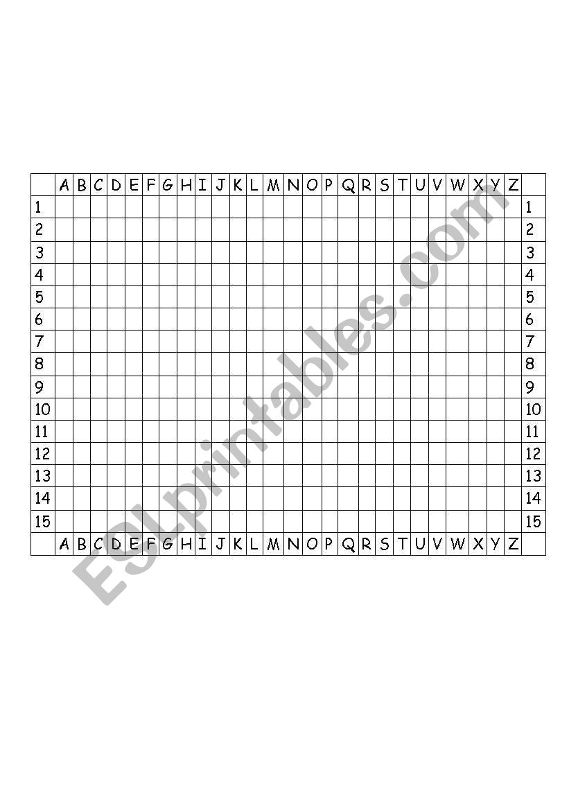 Battleship Template worksheet
