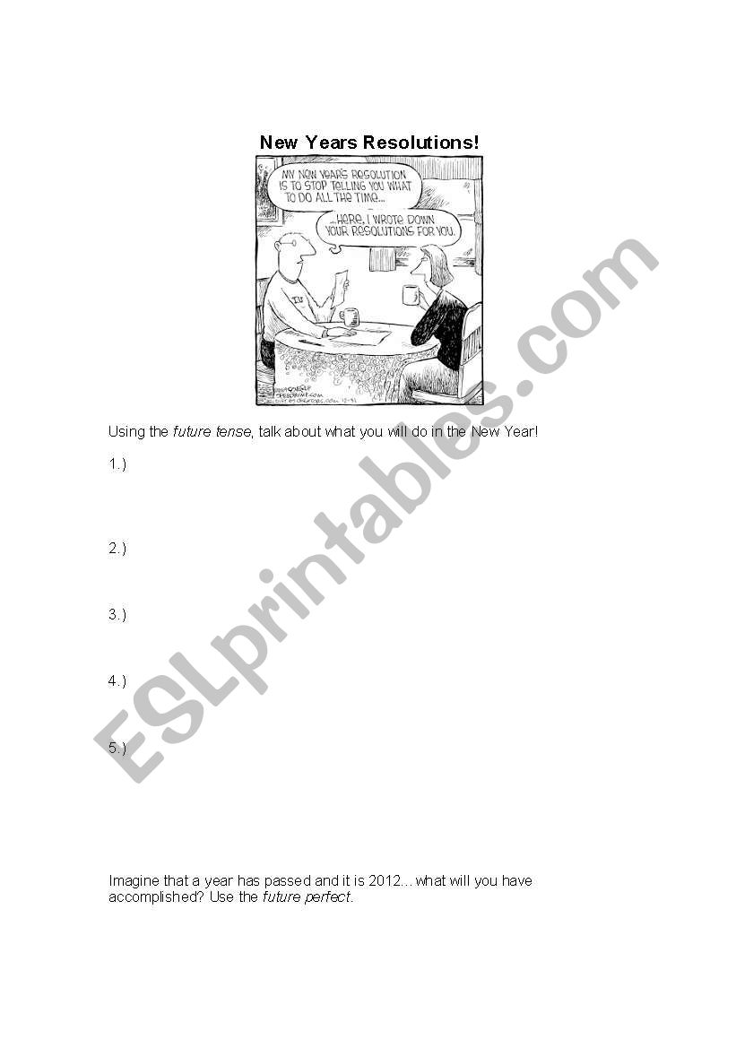 New Years Resolutions! worksheet
