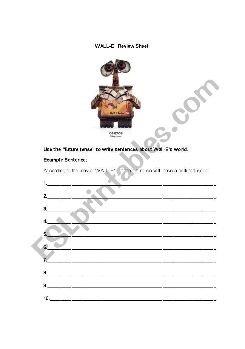 Wall-E Review Sheet worksheet