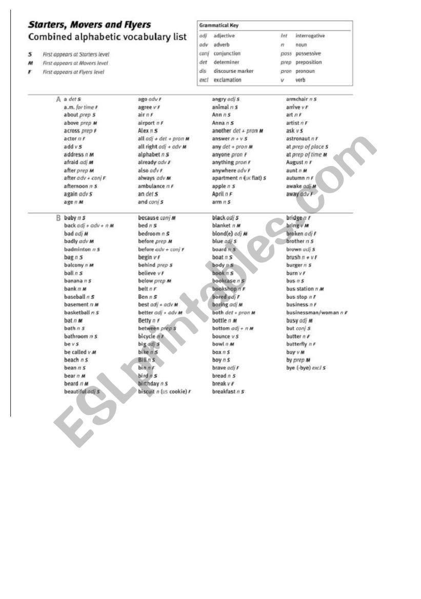 flyers vocabulary worksheet
