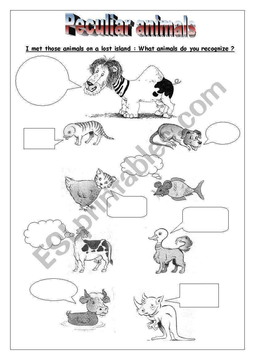 Peculiar animals worksheet