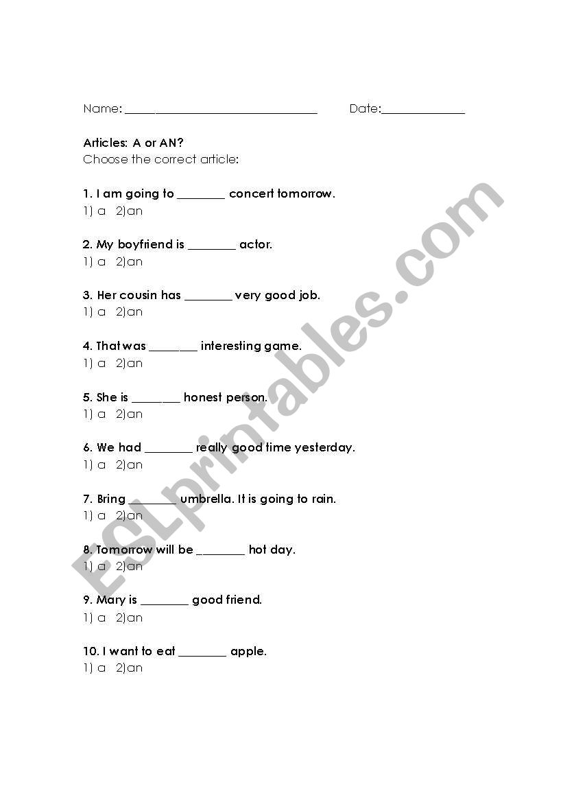 Article Review Packet worksheet