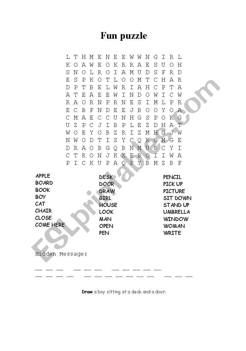 Classroom Wordsearch worksheet