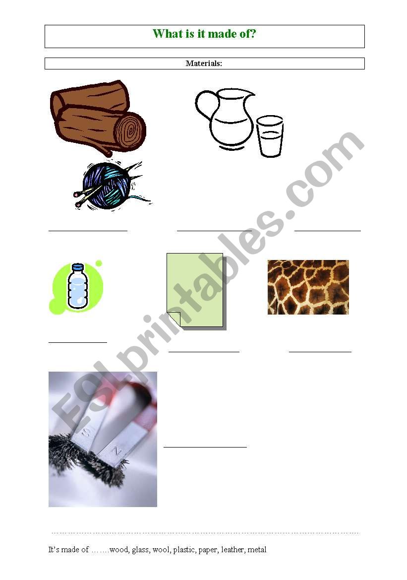 What is it made of? worksheet