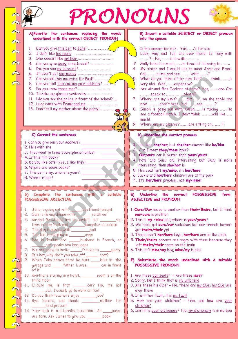 PRONOUNS worksheet