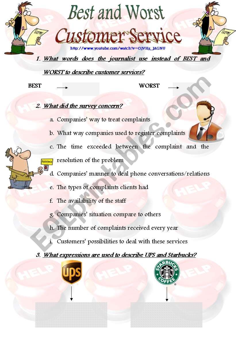 best-and-worst-customer-service-esl-worksheet-by-spen