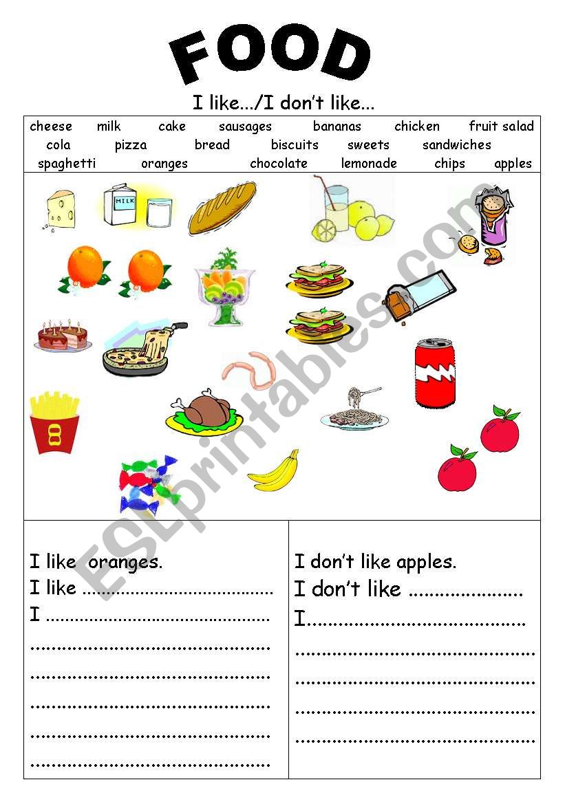 I like... I donÂ´t like... worksheet