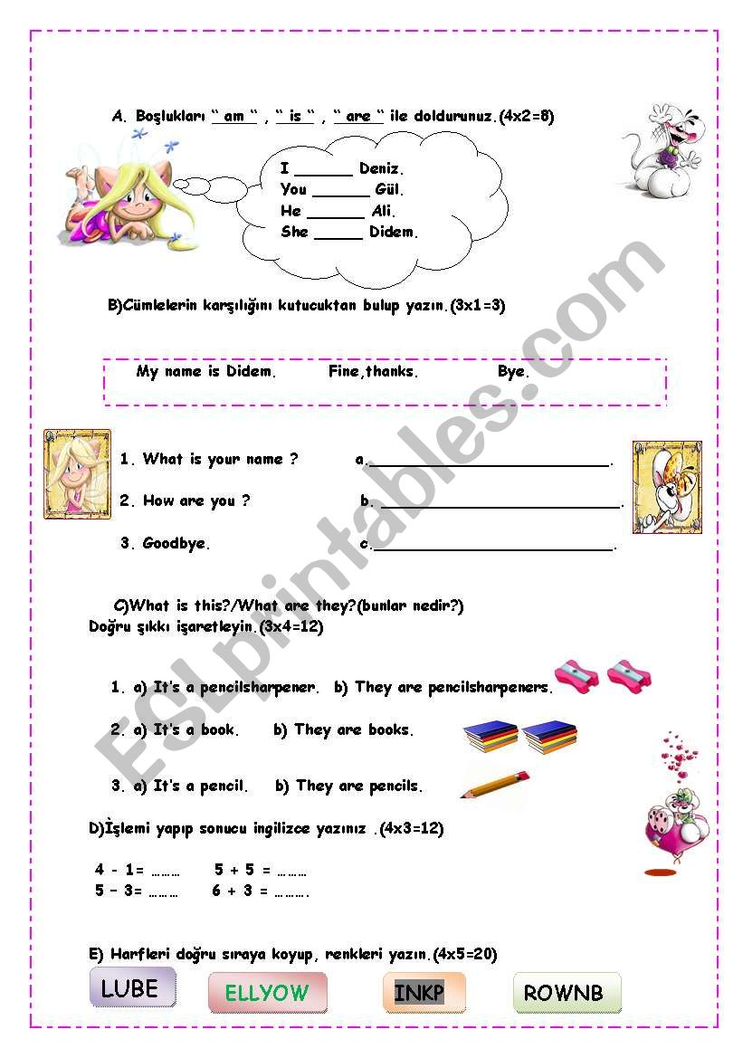 quiz time worksheet