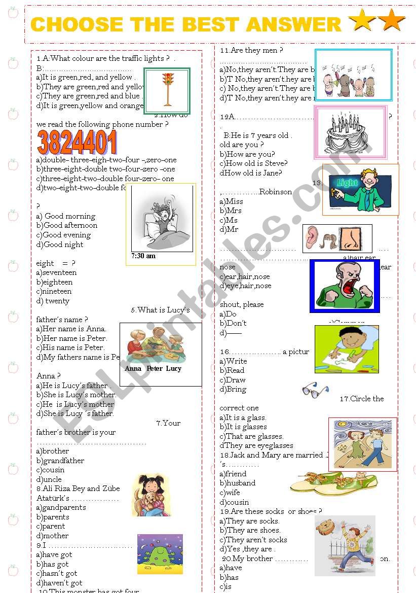 Test for beginner ( the 4th classes)