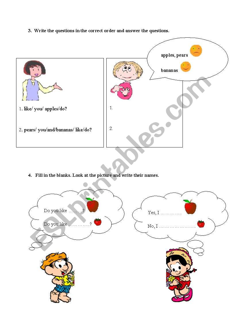 Fruits worksheet