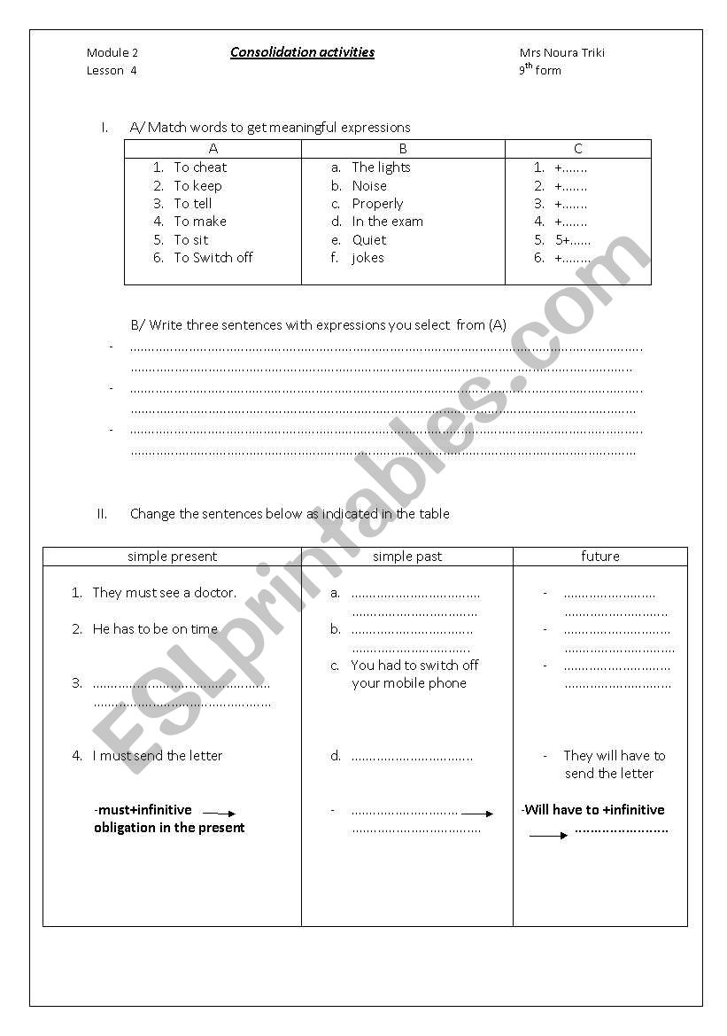 activities worksheet