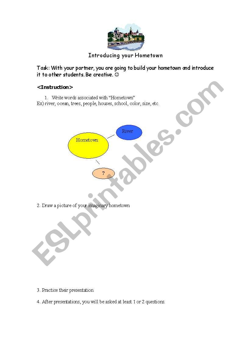 Introducing your Hometown  worksheet