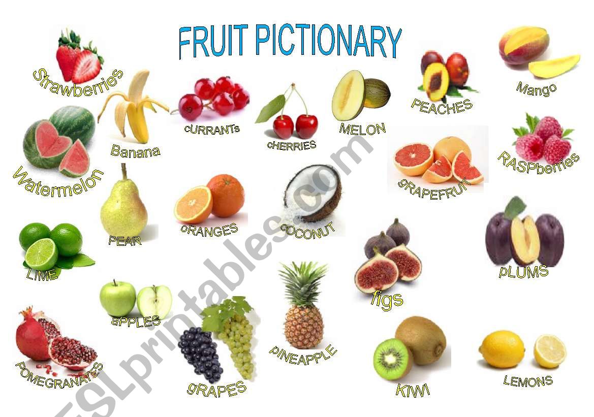 FRUIT PICTIONARY worksheet