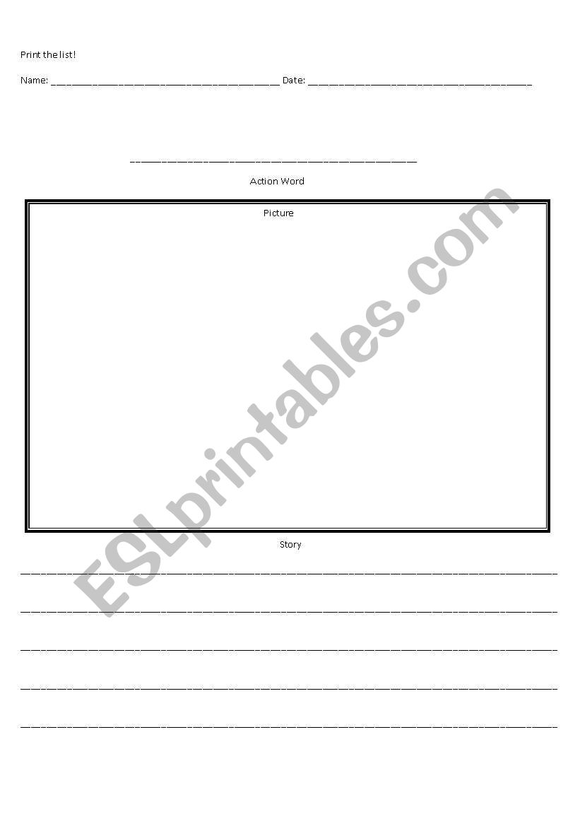 Action Words worksheet