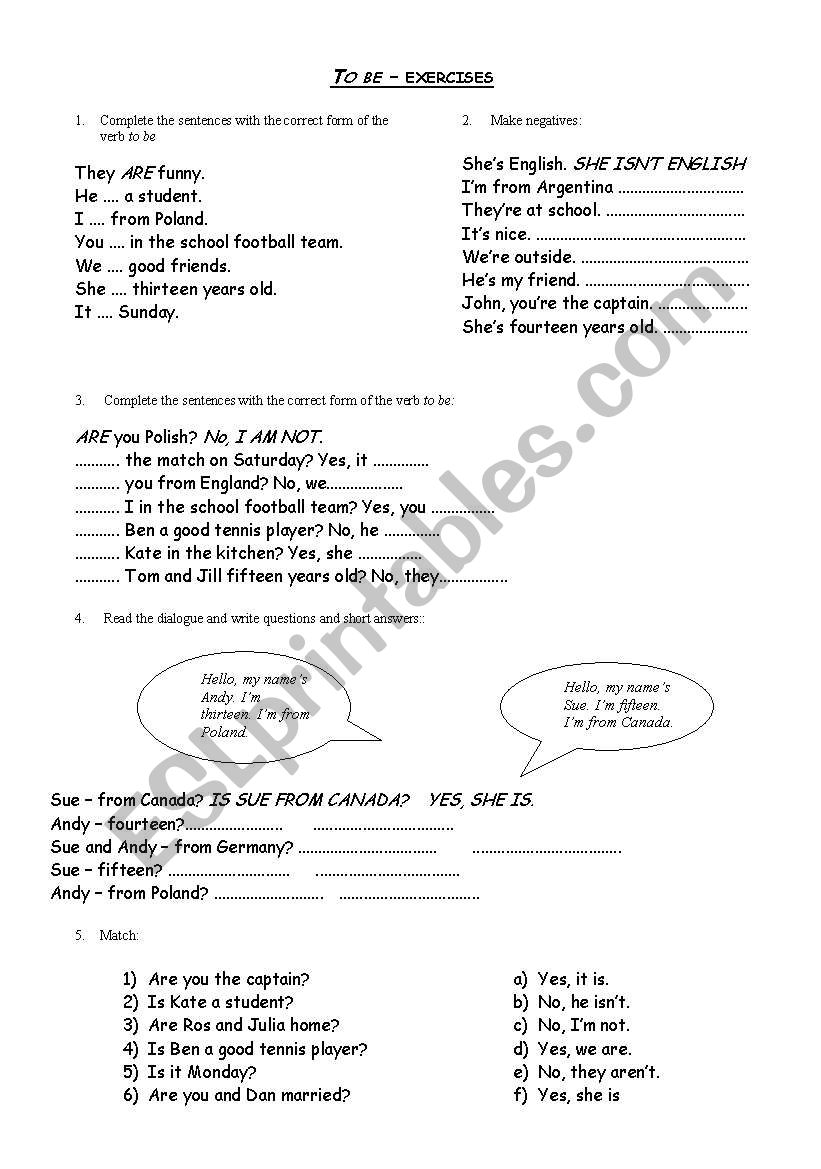 TO BE - FORMS worksheet