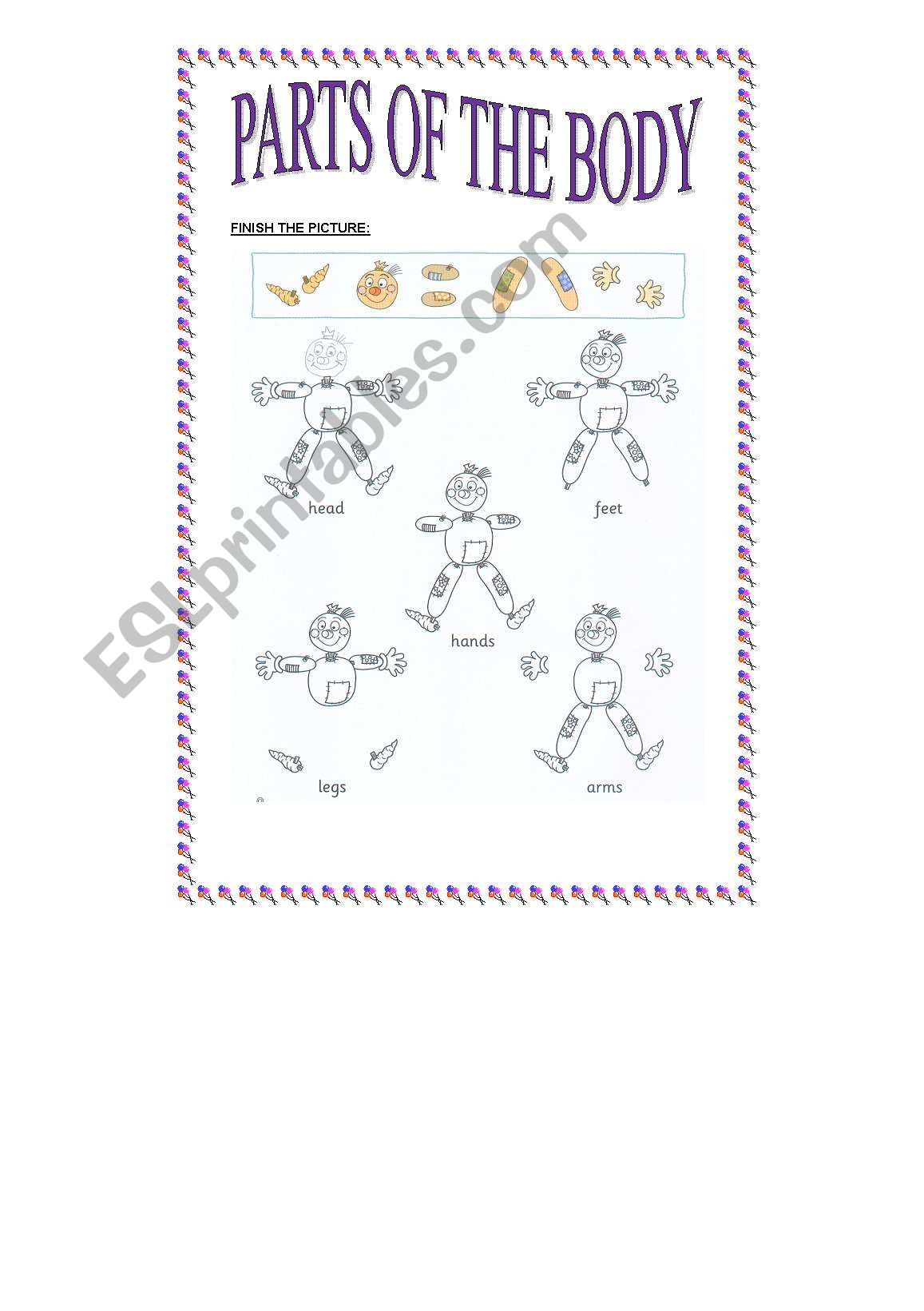 PARTS OF THE BODY worksheet