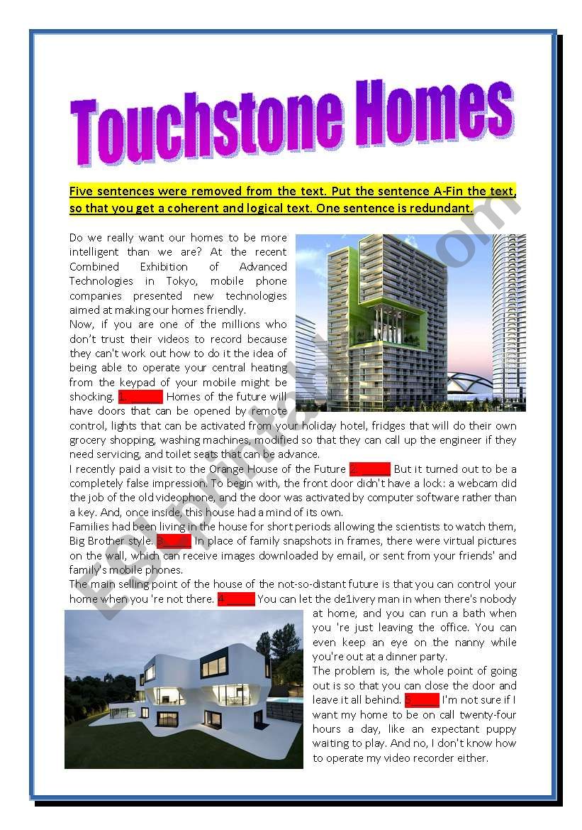 Touchstone Homes worksheet
