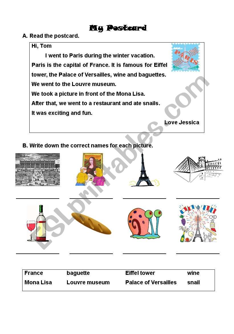 My Postcard worksheet