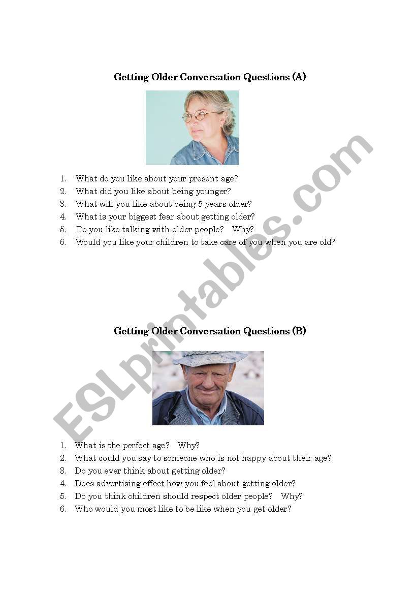 Getting Older worksheet