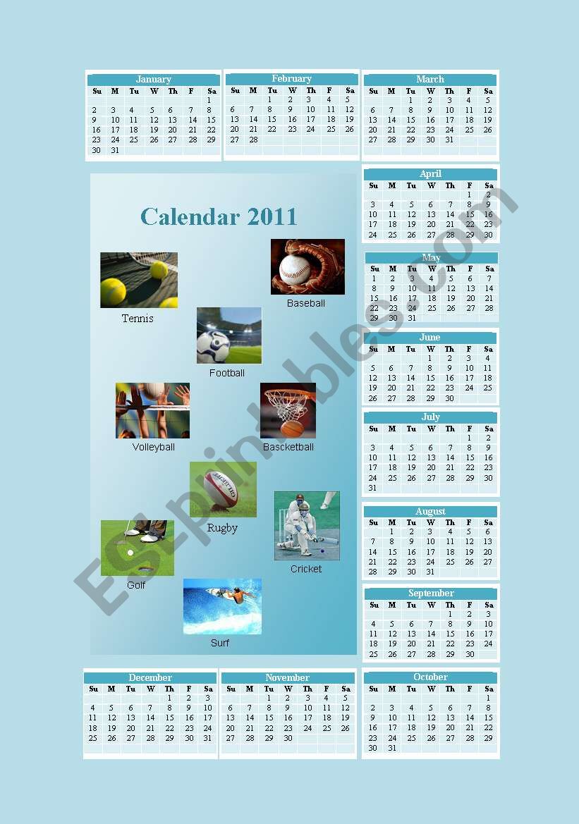 Calendar 2011 worksheet