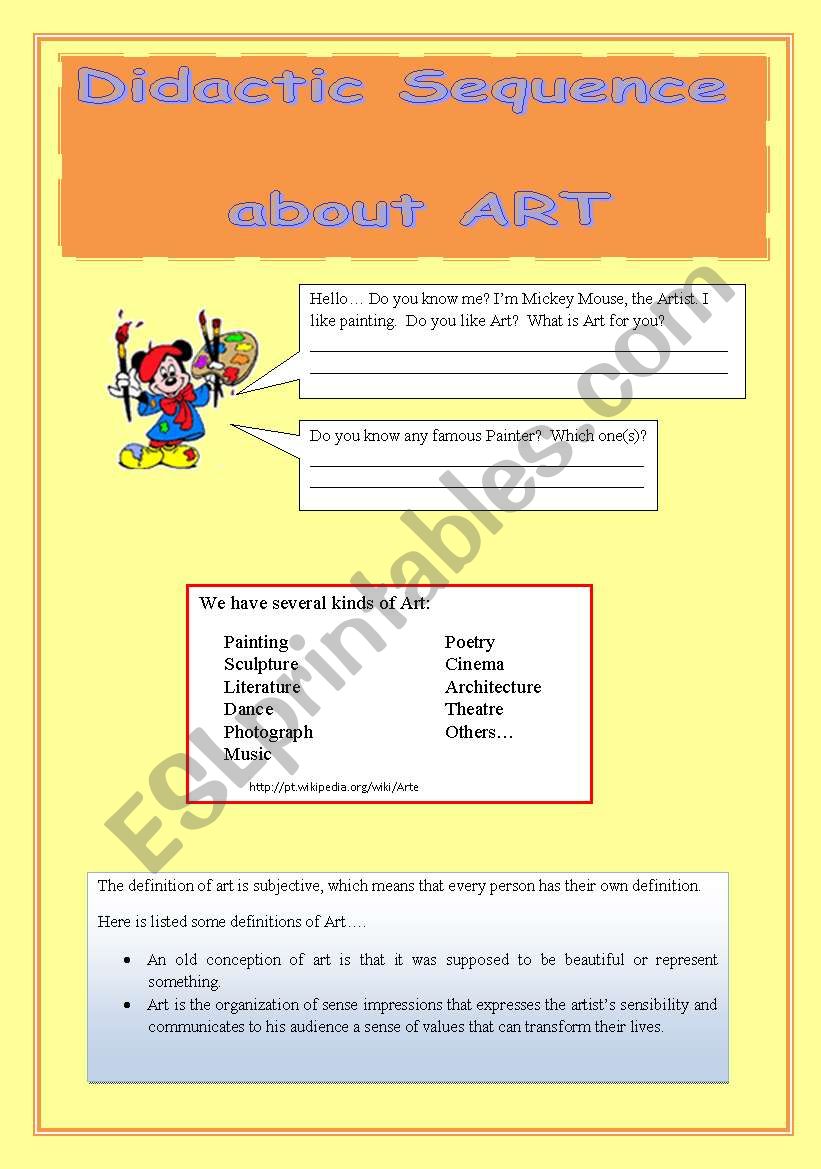 DIDACTIC SEQUENCE ABOUT ART ((10 pages)) - (editable)