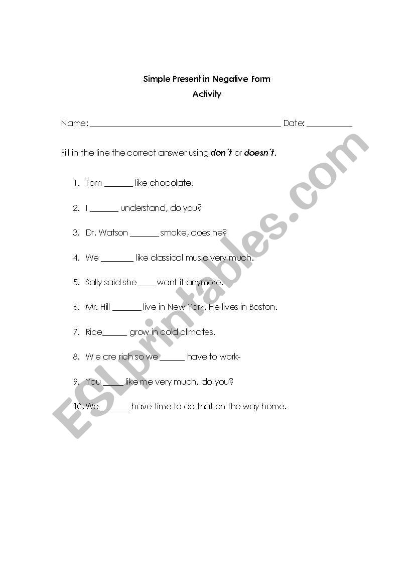 simple present worksheet