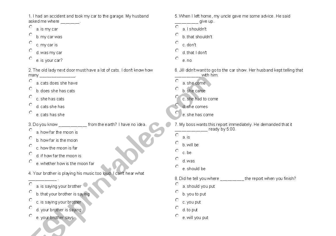 noun clause worksheet