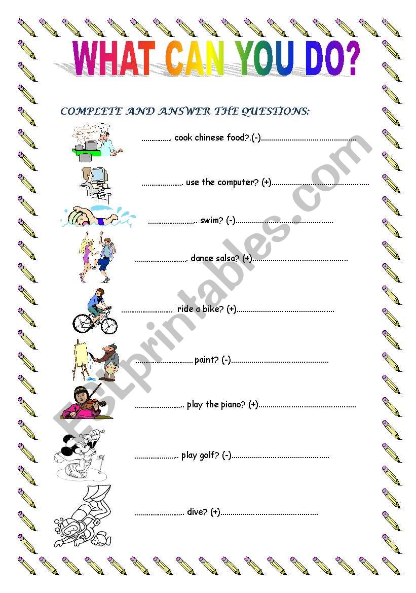 modal verb: can(questions) worksheet