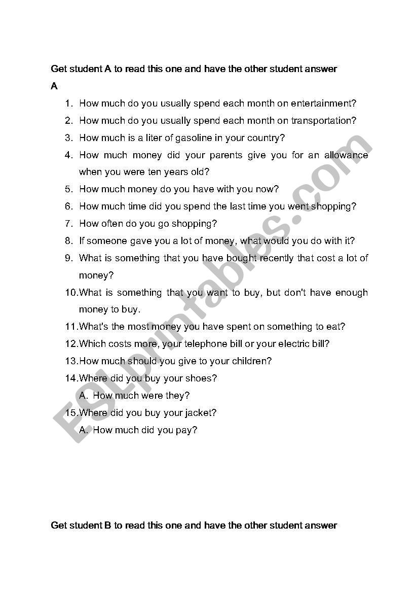 How much dialogue worksheet