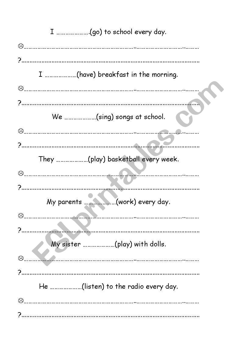 present simple worksheet