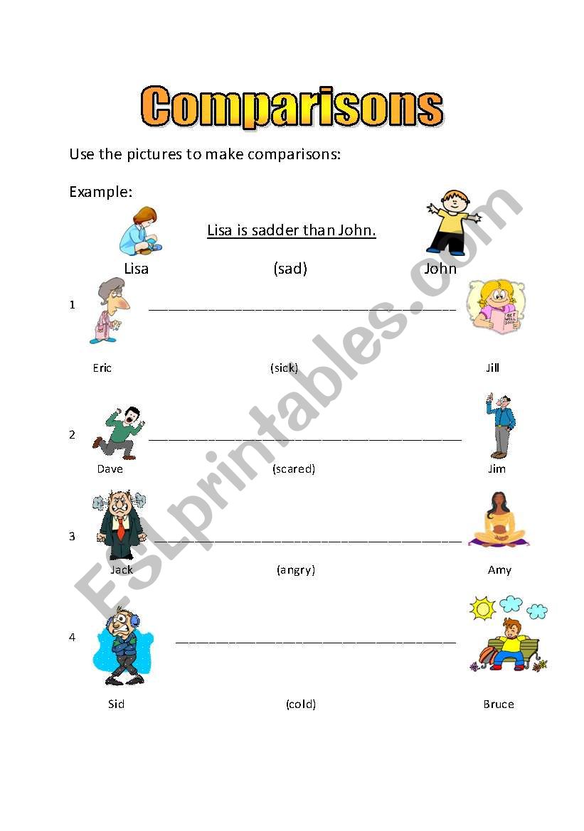 Comparisons (feelings) worksheet