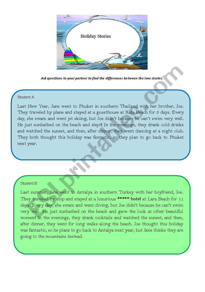 Holiday Stories worksheet