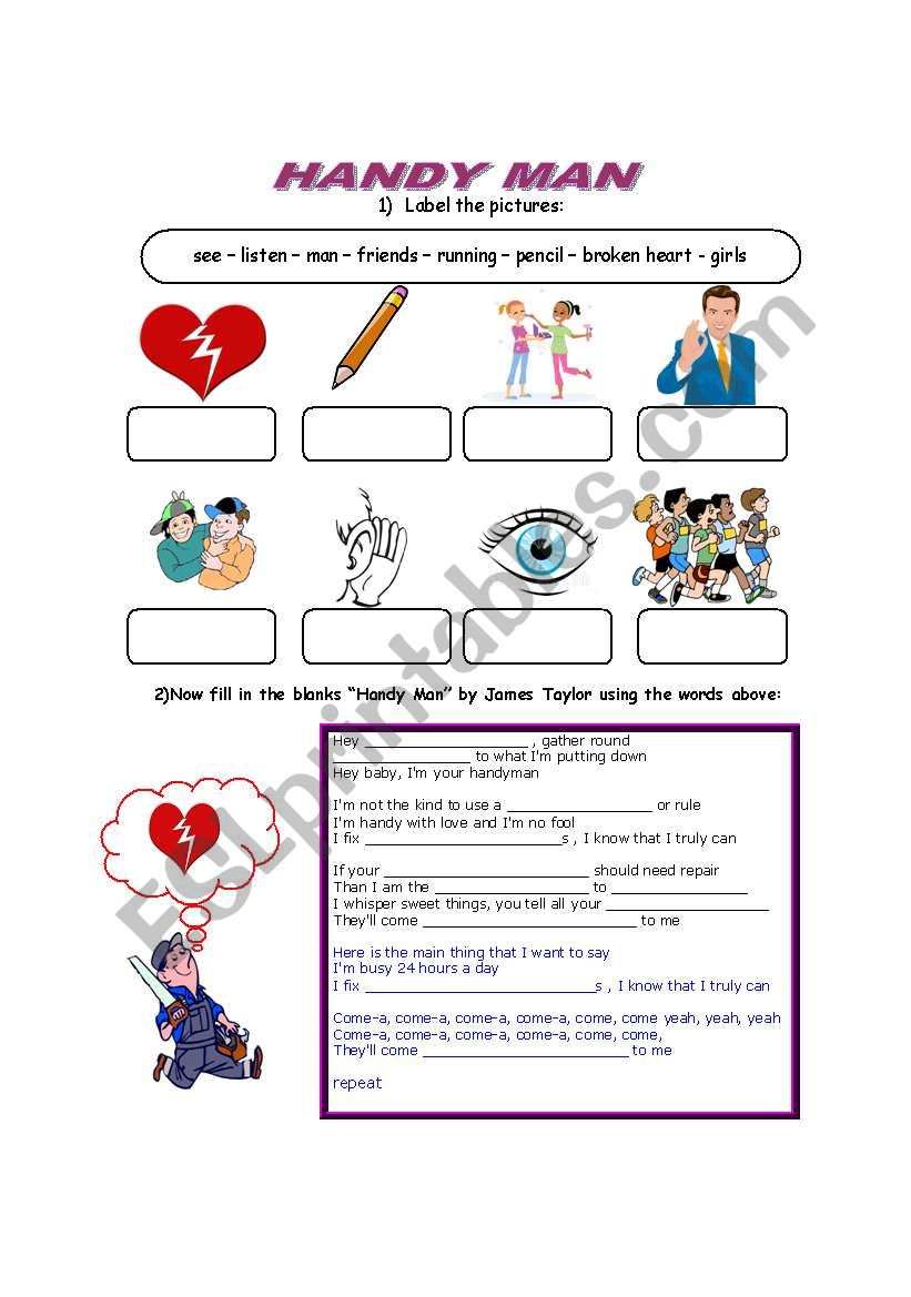 Song: Handy Man by James Taylor with answer key