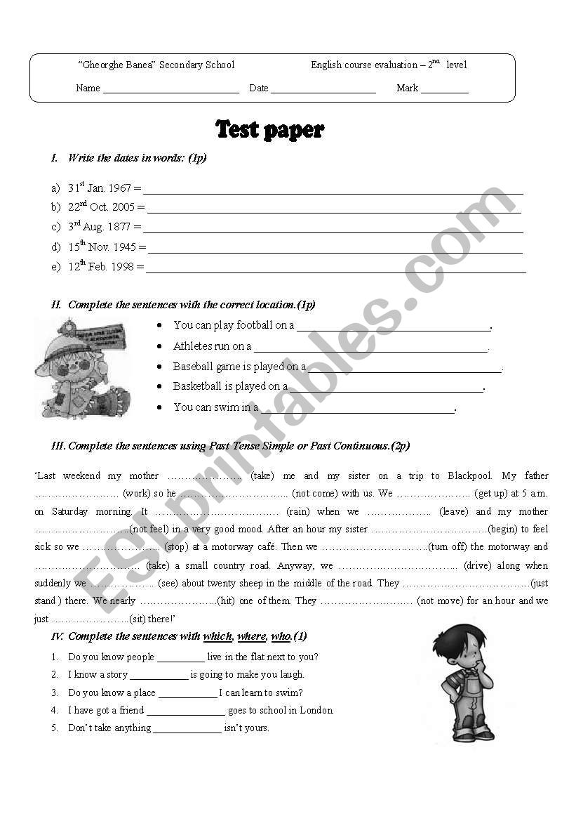 Past simple and Continuous worksheet