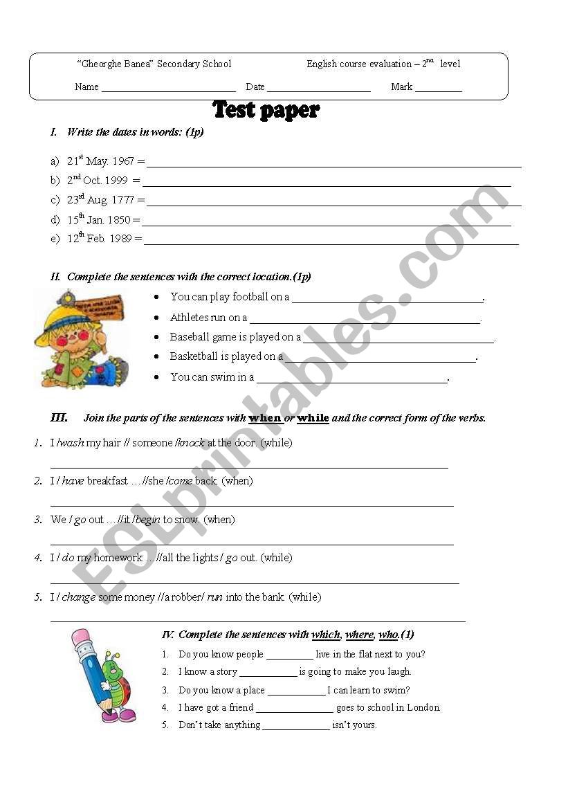 Past simple and Continuous worksheet