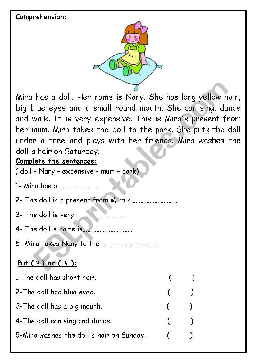 Comprehension worksheet