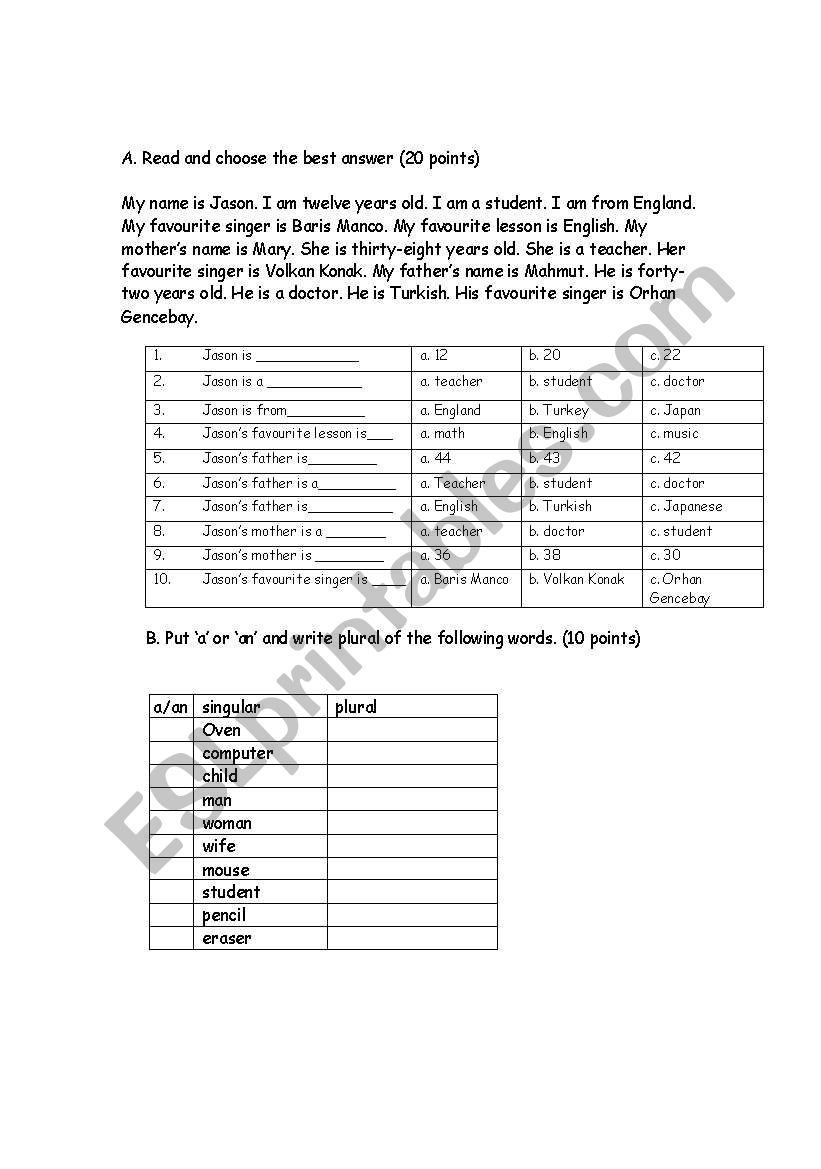 Simple exercises worksheet