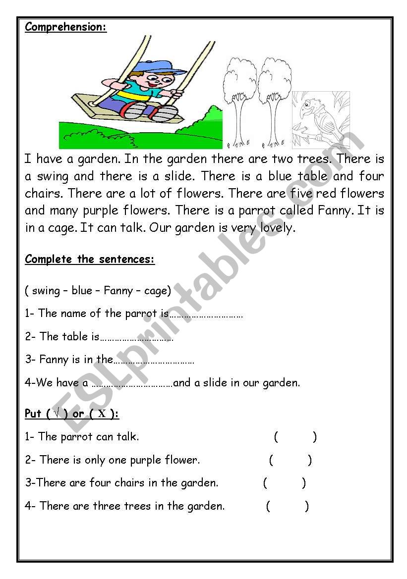 Comprehension worksheet