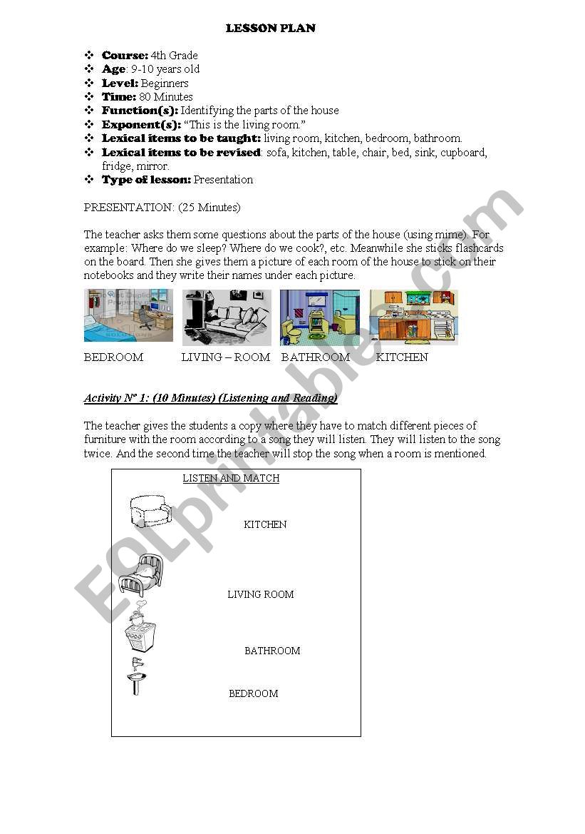 Part of the house worksheet