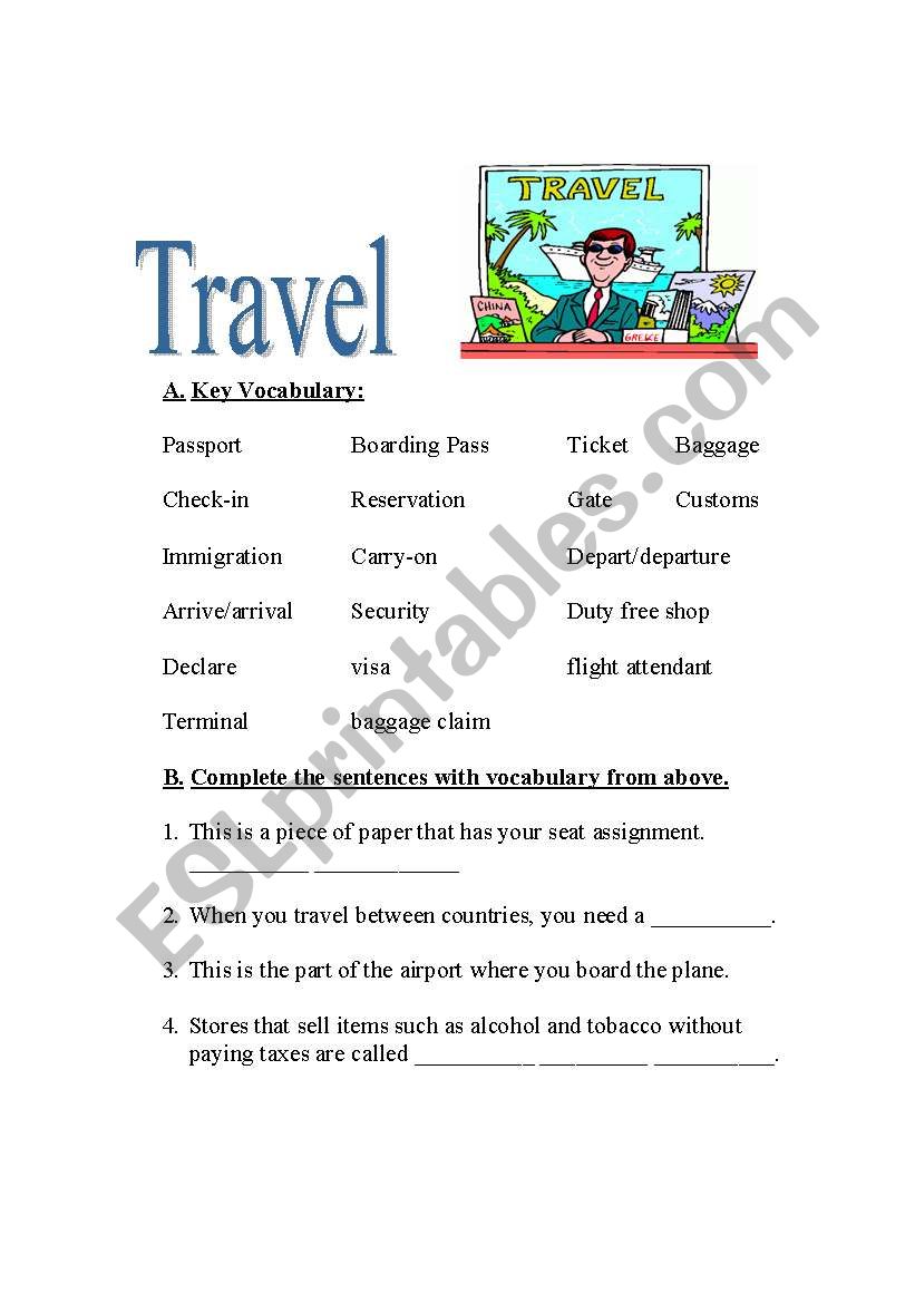 Travel  worksheet