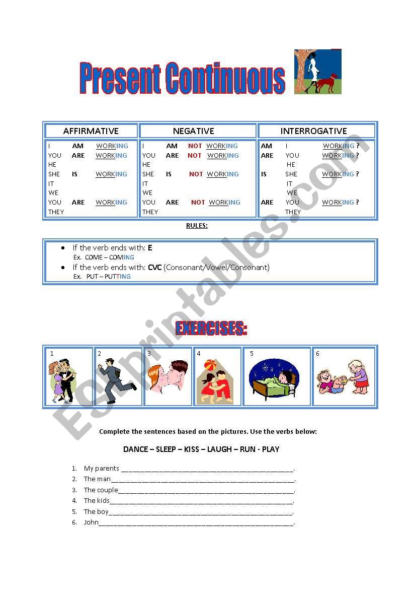 PRESENT CONTINUOUS-2 PAGES worksheet