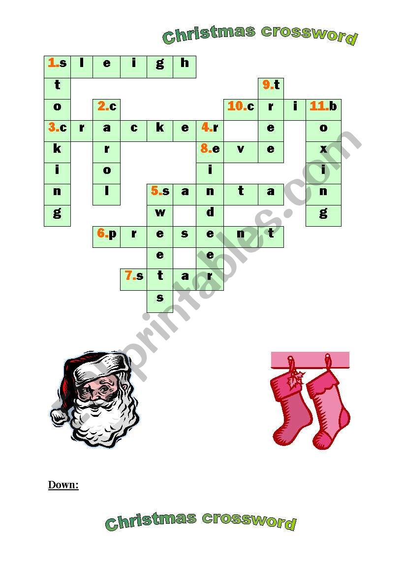 christmas crossword worksheet