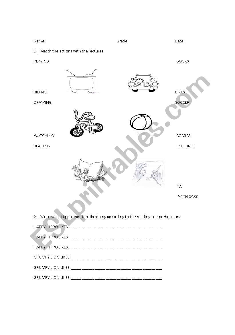 Actions worksheet