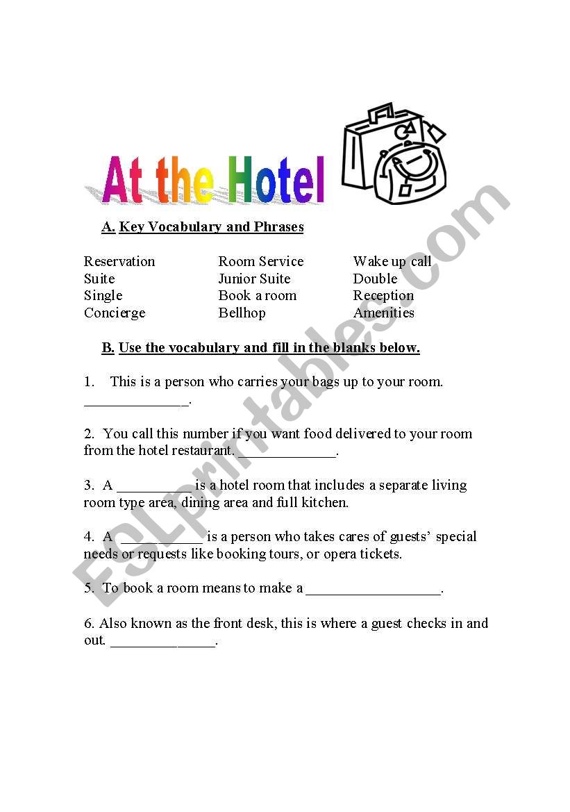 Hotel worksheet