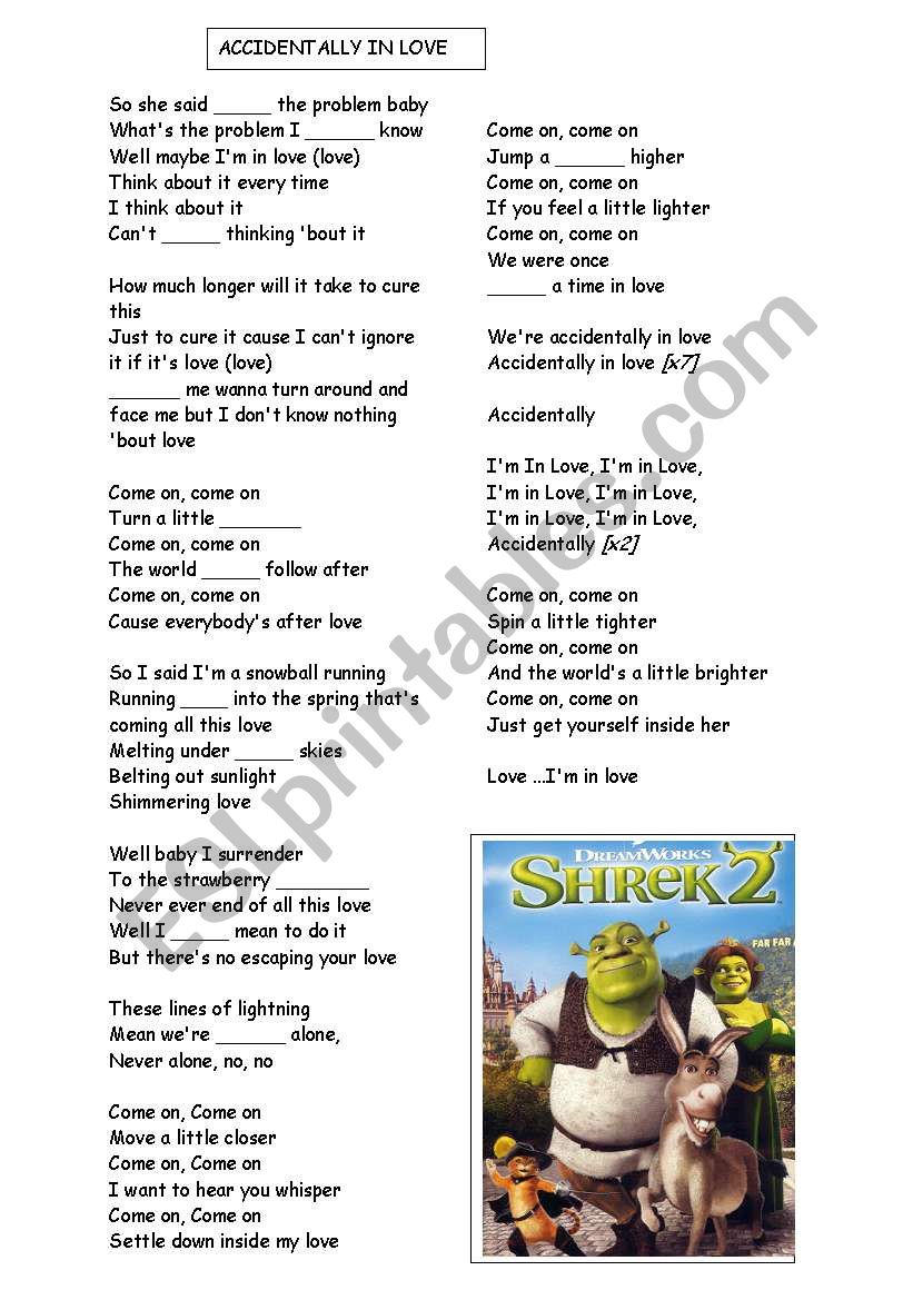 song activity worksheet