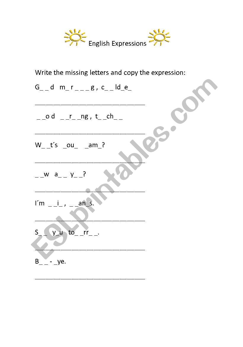 English Expressions worksheet